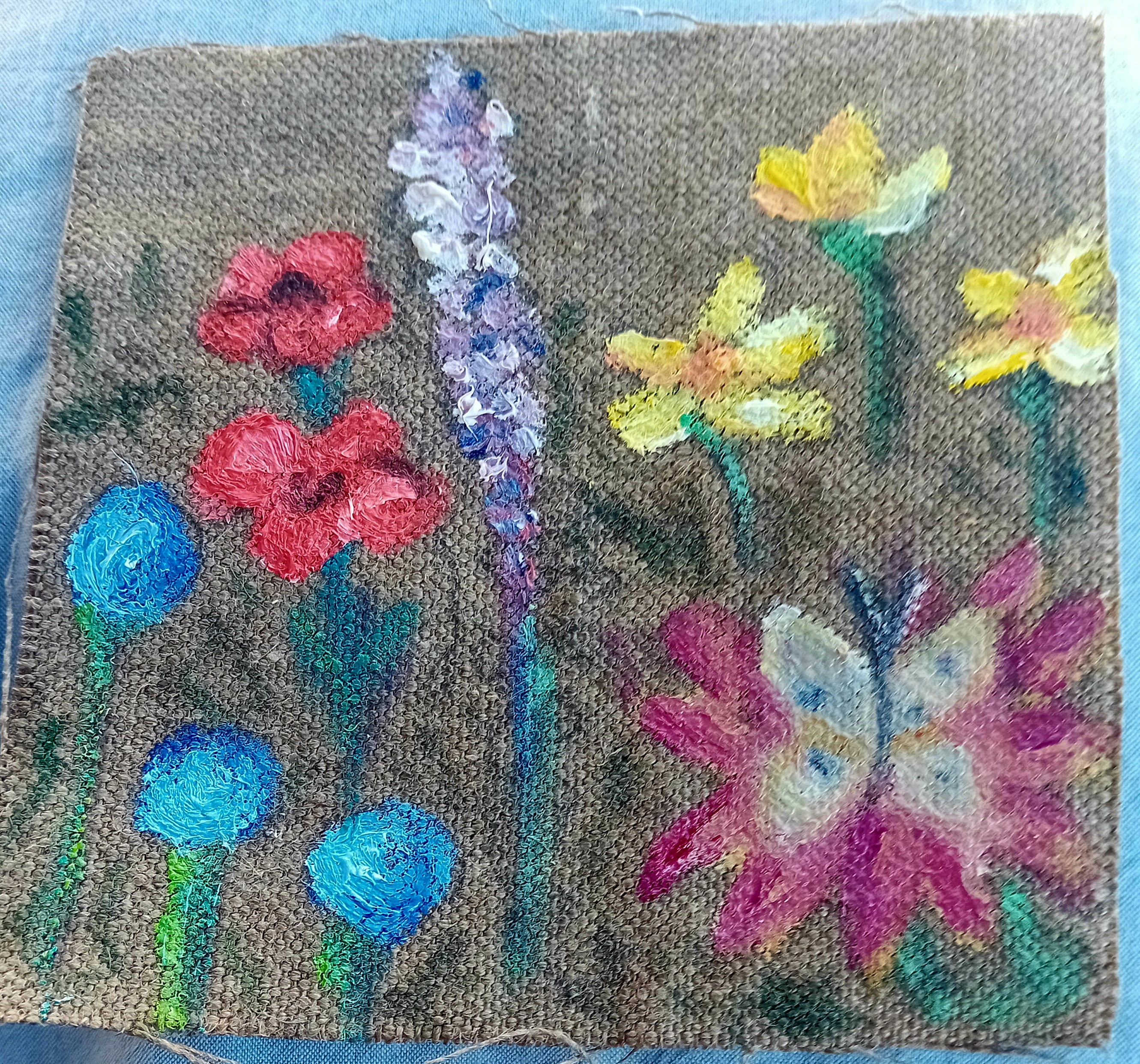 Blomster fra grøftekanten. Olie på lærred - Lone Simonsen